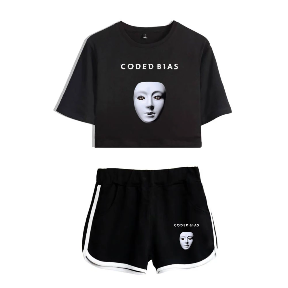

Coded Bias Women Two Piece Set Women Fashion Summer Short Sleeve Crop Top+Shorts 2020 New Arrival Hot Sale Trendy Clothes