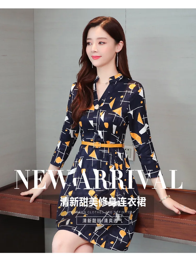 Vintage Print Chiffon Long Sleeve Mini Dress Autumn Winter Chic Plus Size Women Bodycon Dress Elegant Femal Party Vestidos