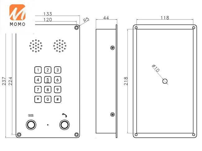 handsfree phone stainless steel wall mounted phone with one button emergency telephone free global shipping