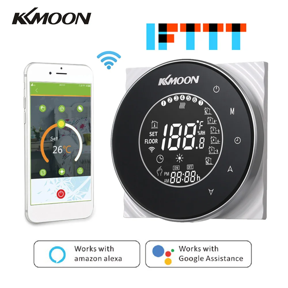 KKmoon, умный цифровой водно-газовый котел, термостат, Wi-Fi, голосовое управление, сенсорный ЖК-дисплей, комнатный контроль температуры