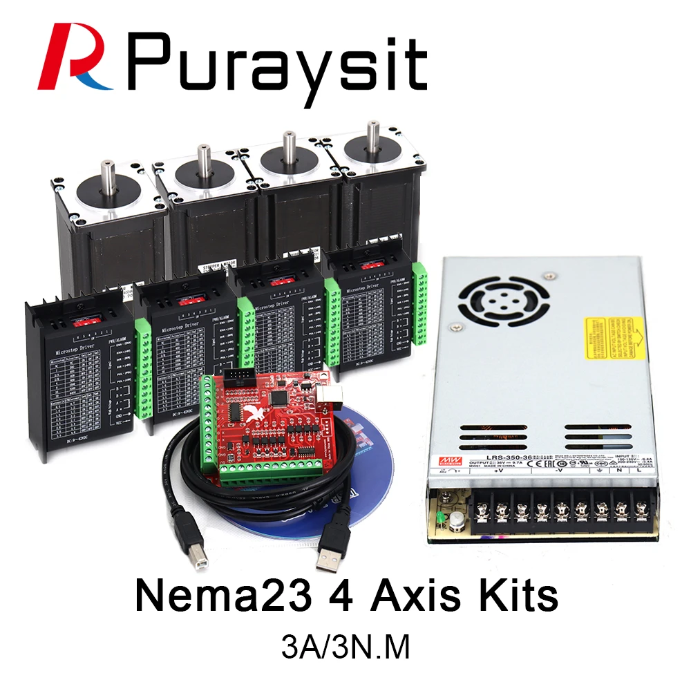 ЧПУ роутер с 4 осями 3 А Нм шаговый двигатель Nema23 57HS112 + Драйвер TB6600 источник