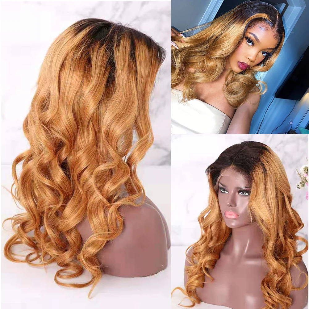 

XUMOO бразильские человеческие волосы Remy с темными корнями выровненная кутикула Омбре имбирный оранжевый свободный волнистый кружевной пере...