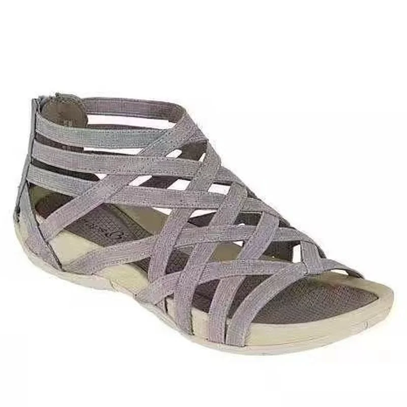 

Europe Leather Gladiator Sandals for Woman 2022 Summer Fashion Low Cut Breathable Slip-On Zapatos De Mujer Flats Sandals women