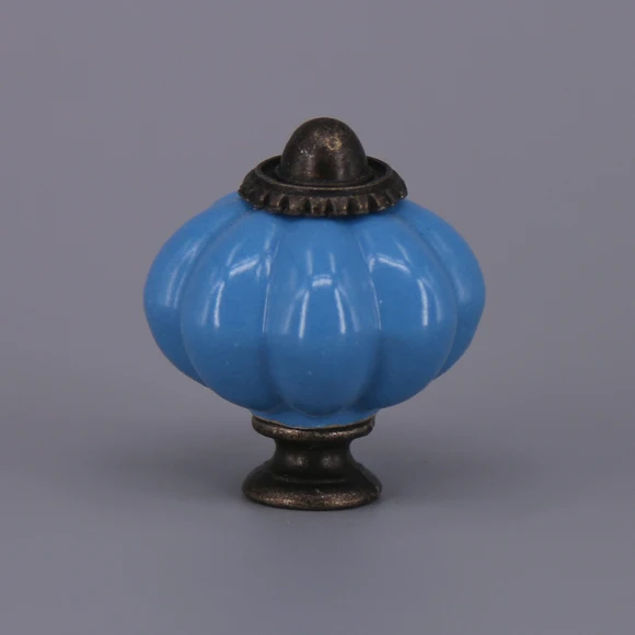 Blue 1 шт. Красочные керамические ручки для комода, ручки для выдвижных ящиков, дверная ручка для шкафа, антикварная ручка в деревенском стиле, кухонная фурнитура - Цвет: Blue
