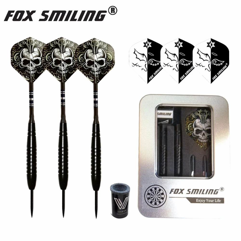 H 23g Fox Smiling 3 шт. 22/23 г Сталь Дартс с высоким Класс Железный Чехол Коробка посылка(подарок: 3 шт. Перелёты+ 1 шт. точильный камень - Цвет: H 23g