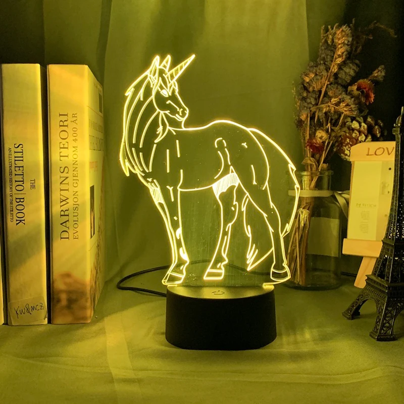 3d лампа в виде единорога детский ночсветильник меняющий цвет Usb аккумулятор
