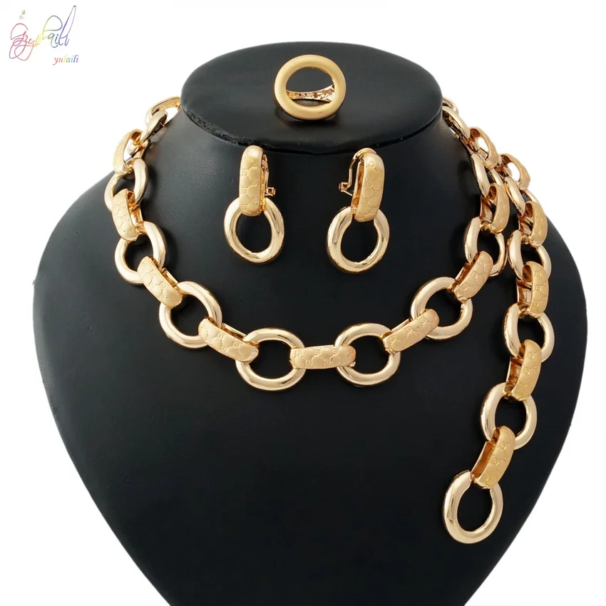 

Yulaili Logo Brand Fashion Stainless Steel Chain Necklace Bracelet Earring Brass Jewelry Set Offline Orders Payment Link