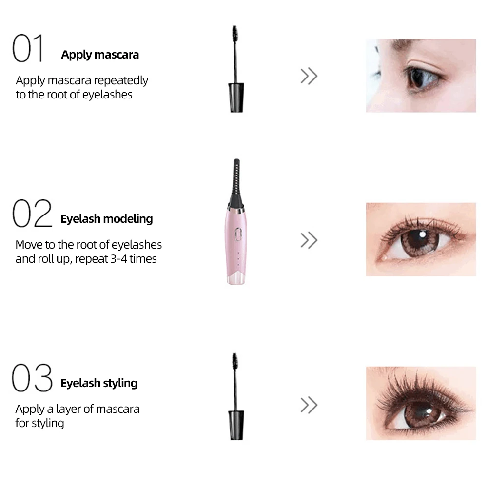 

Electric Heated Eyelash Curler USB Charge Makeup Curling Kit Long Lasting Natural Eye Lash Curler Beauty Tools