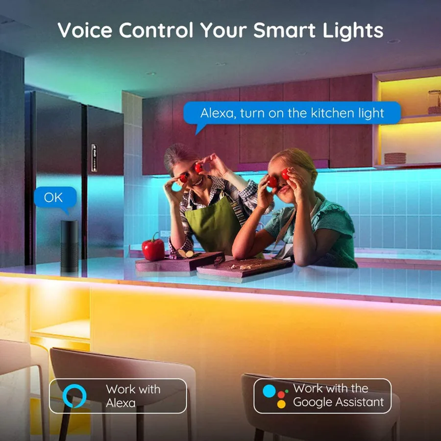 Светодиодная лента 12V Tuya Smart 5M SMD5050 WiFi RGB с контроллером музыка синхронизация света