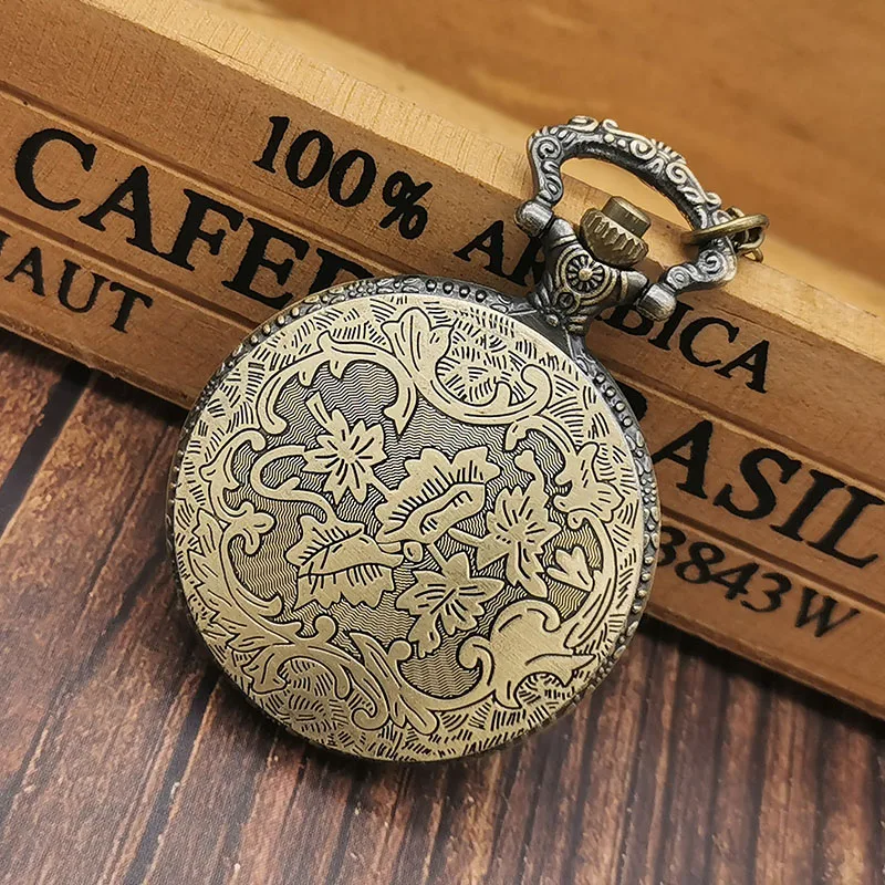 Charming Skull Steampunk Quartz Pocket Watch men Necklace Pendant Ghost Retro Clock Souvenir Gift Floral rattan Fob Watches mens | Наручные