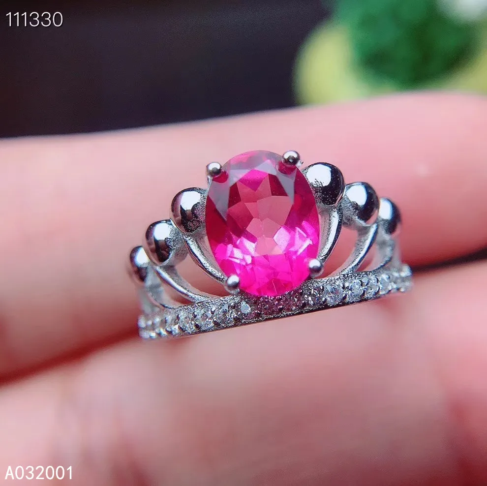 

KJJEAXCMY fine jewelry natural pink topaz 925 sterling silver adjustable gemstone women ring support test lovely