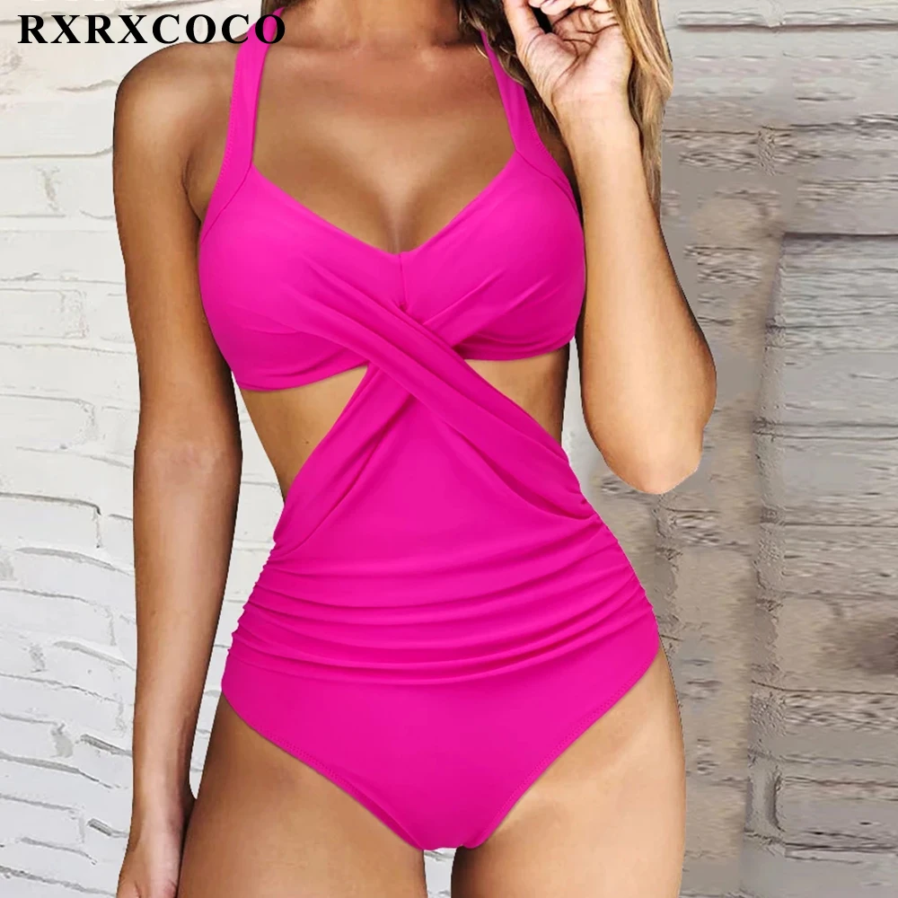 Цельный купальник RXRXCOCO женский однотонный купальный костюм Tommy Control пляжная