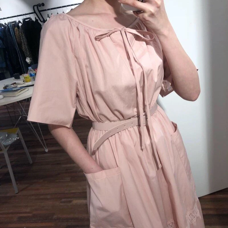 Ins/Корейский Элегантный светильник свободное кружевное платье большого размера |