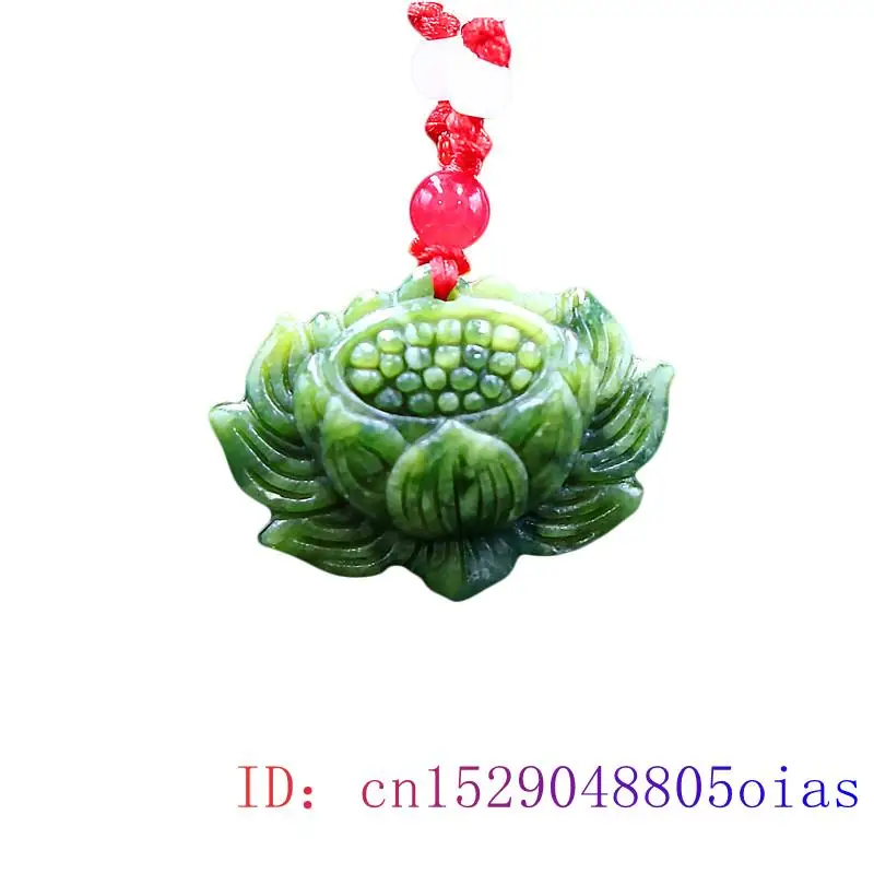 

Jade Lotus Pendant Jewelry Fashion Carved Chinese Gifts Accessories Natural Necklace Amulet Charm Gemstone Women