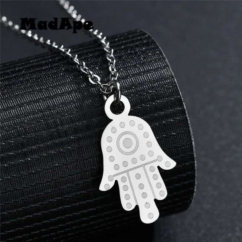 MadApe ожерелье из нержавеющей стали с подвеской Хамса для женщин Золотая рука