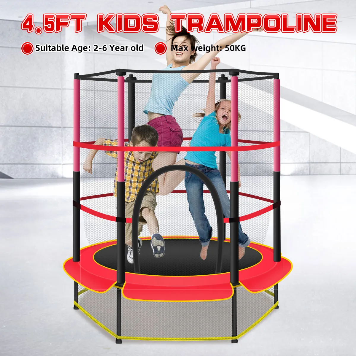 

150cm Trampoline Child Jumping Bed Playing Circle with Enclosure,Indoor&Outdoor Exercise, Jumping Bed for kids Children'Toy