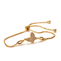 butterfly shaped micro inlaid bracelet women yellow gold filled charm girl lady valentine gift female wrist chain adjust je
