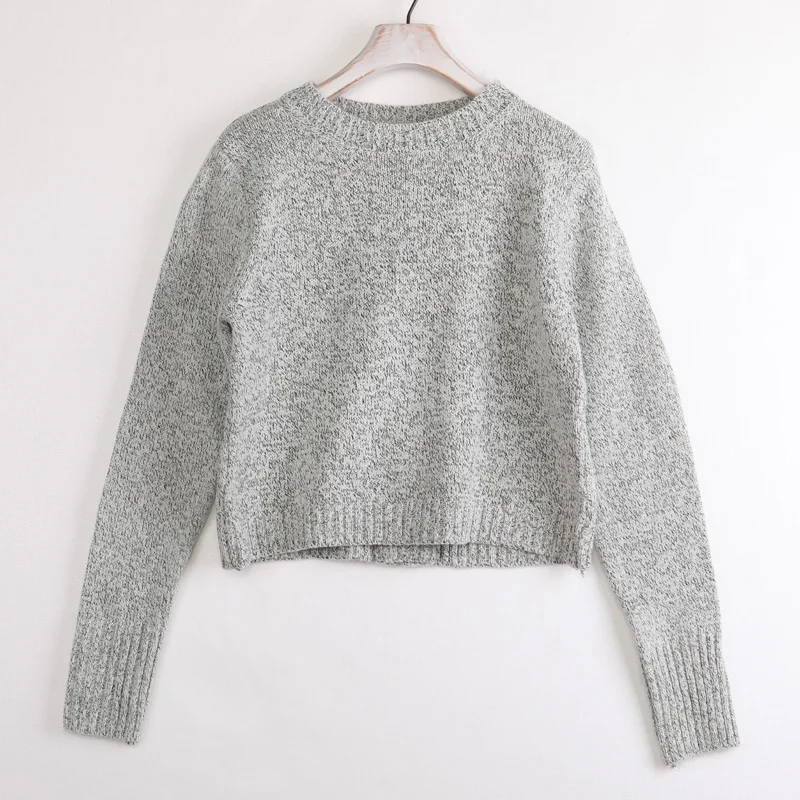 Повседневный вязаный свитер с круглым вырезом женский джемпер на завязках