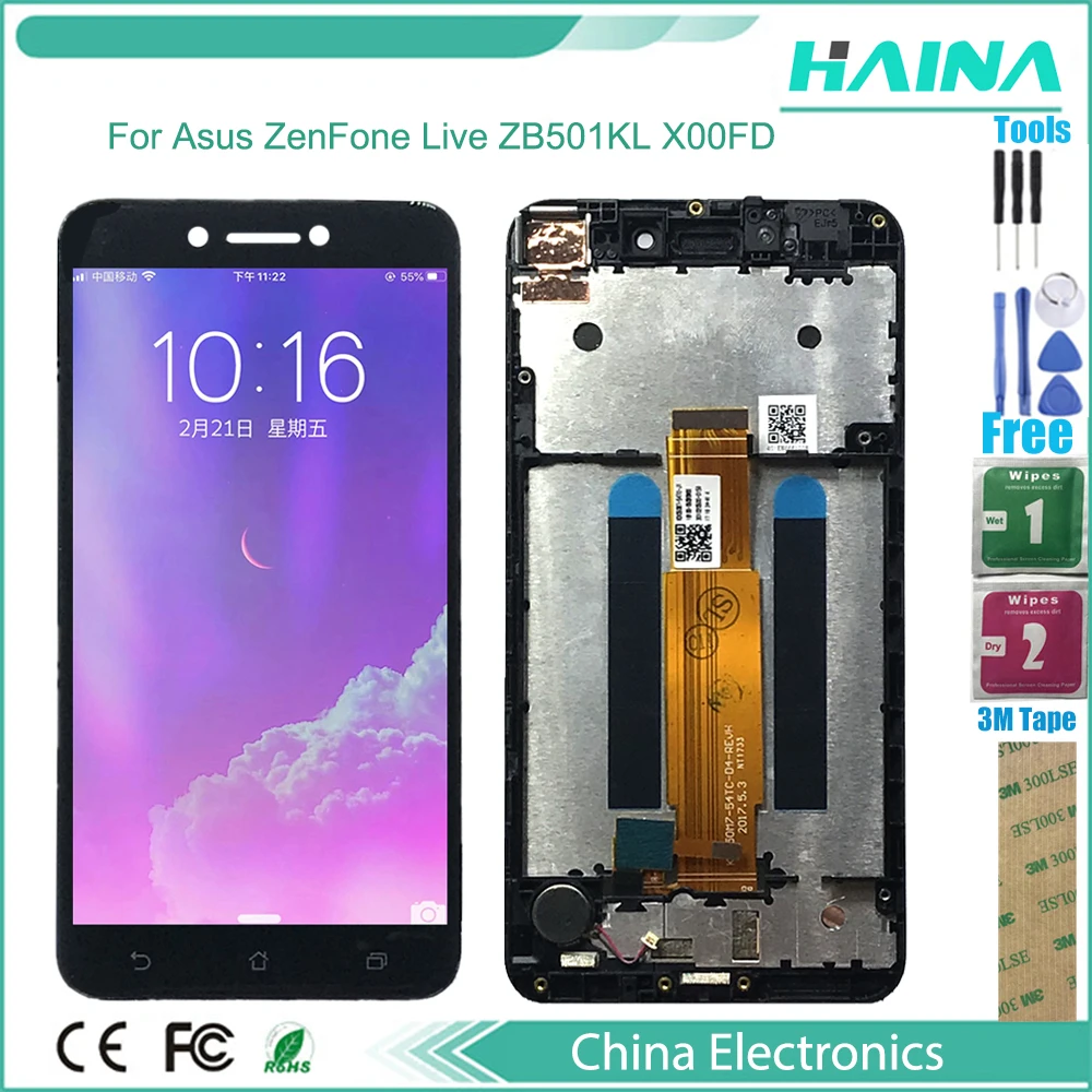 Рамка + ЖК сенсорный экран для Asus ZenFone Live ZB501KL X00FD дисплей Сенсорная панель экрана