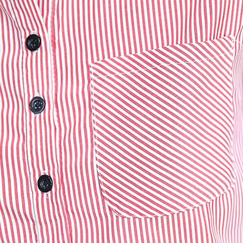 

Pop Women Shirts Striped Embroidery Loose Long Sleeves Pocket Tops Pop 88