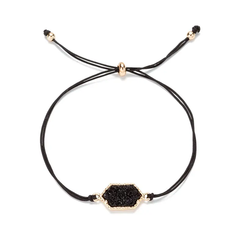 Модный камень смола Druzy браслет Drusy геометрический шестиугольник из