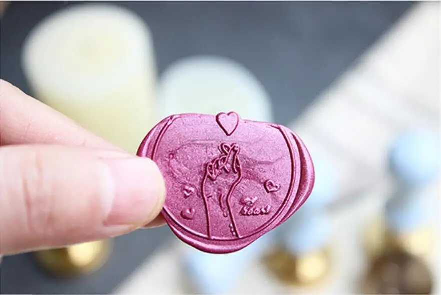 Штамп для печати с деревянной ручкой в форме сердца Женщины кошки и собаки жеста