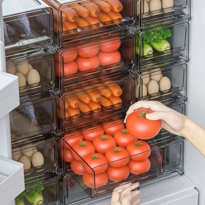 drawer refrigerator storage box fruit vegatable fresh keeping storage bin stackable fridge organizer kitchen pantry cabinet box free global shipping