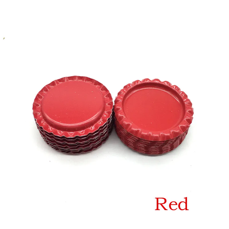 Red Новое поступление, 24 цвета, с обеих сторон, металлические фланцевые крышки для бутылок без отверстий, плоские крышки для бутылок для ожерелья, украшения для волос - Цвет: Red