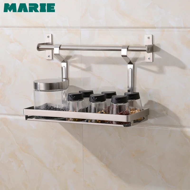 Металлическая Черная кухонная полка из нержавеющей стали 304 подвесная для