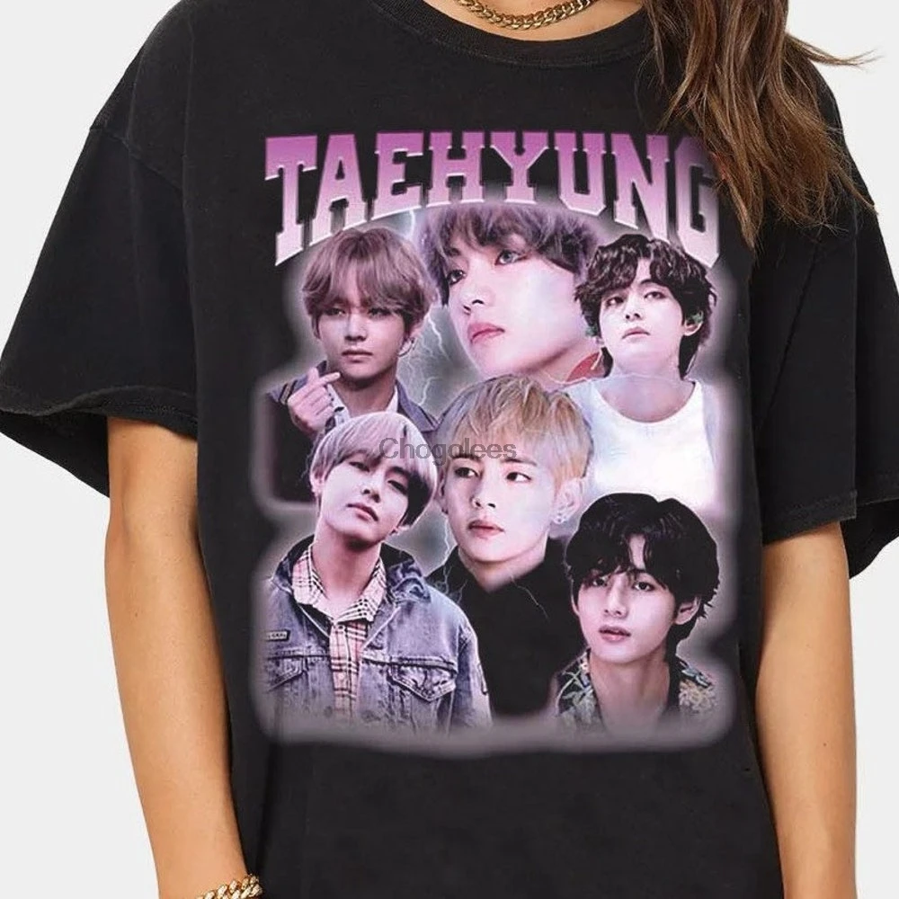 Рубашка TAEHYUNG с V-образным вырезом рубашка Bangtan Boys Корейская музыкальная группа Merch