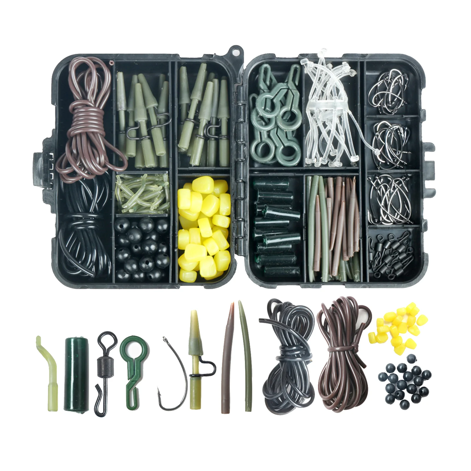 

225Pack Fishing Tackle Box Carp Weights Lures Hair Rigs Saltwater/Freshwater