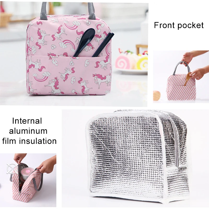 Lunch Bag Handle Insulation cooler bag for Women kid Box picnic travel Portable Food Storage Breakfast Thermal | Багаж и сумки