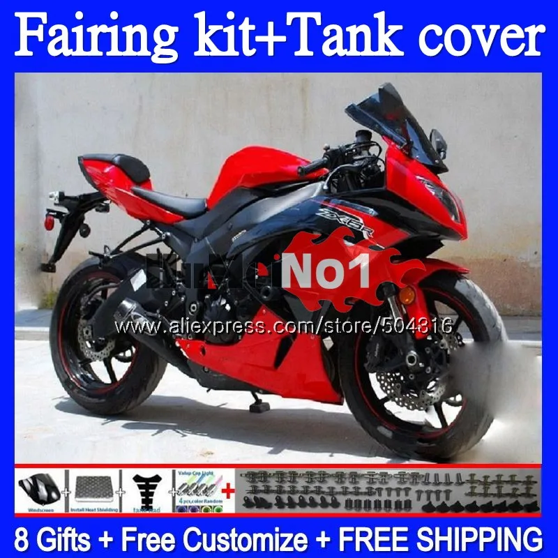 

Корпус для KAWASAKI ZX600 ZX 636 600CC ZX636 ZX 6R, фабричная красная модель 2009 2010 2011 2012 ZX6R 09 10 11 12, обтекатель