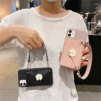 daisy wallets phone case for oneplus 1 8t 9rt 10 pro nord ce n200 2 5g coin purse cover wrist strap card holder soft cover