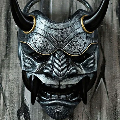 Halloween Prajna Mask Collective Decorative Latex Japanese Buddhism Ghost Scary Masquerade Helmet Cosplay Props | Дом и сад