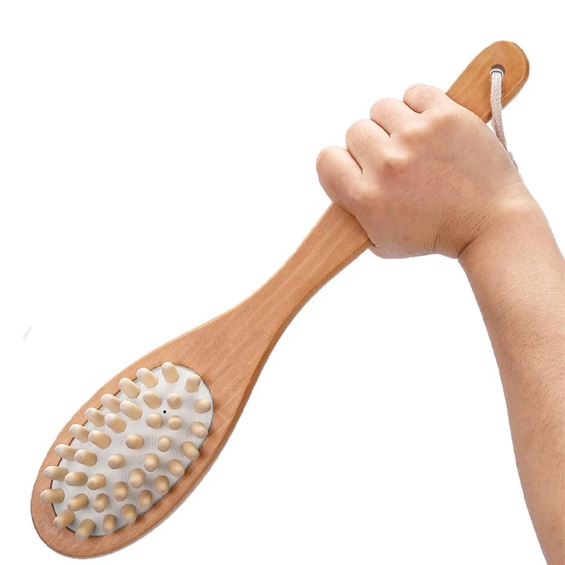 

Wood Body Brush for Back Scrub Boar Bristle Shower Brushes Scrubber with Handle 27RC