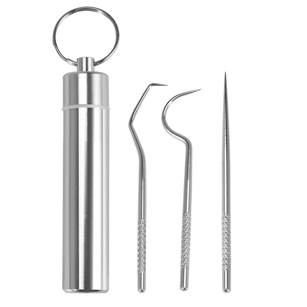 

Outdoor Portable Toothpick Set Stainless Steel Toothpick And Toothpick Holder Portable Rust-Resistance Outdoor Tooth Pick Tools