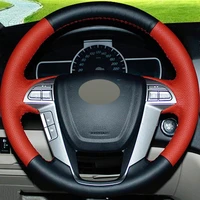 hot sale black red genuine leather diy hand stitched car steering wheel cover for byd e5 e6 s6 f3 2016 2018 new pattern