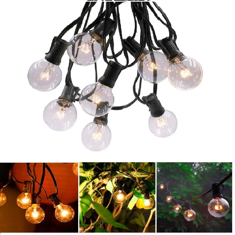 Гирлянда G40 с прозрачными лампами подвесная для помещений Рождественская