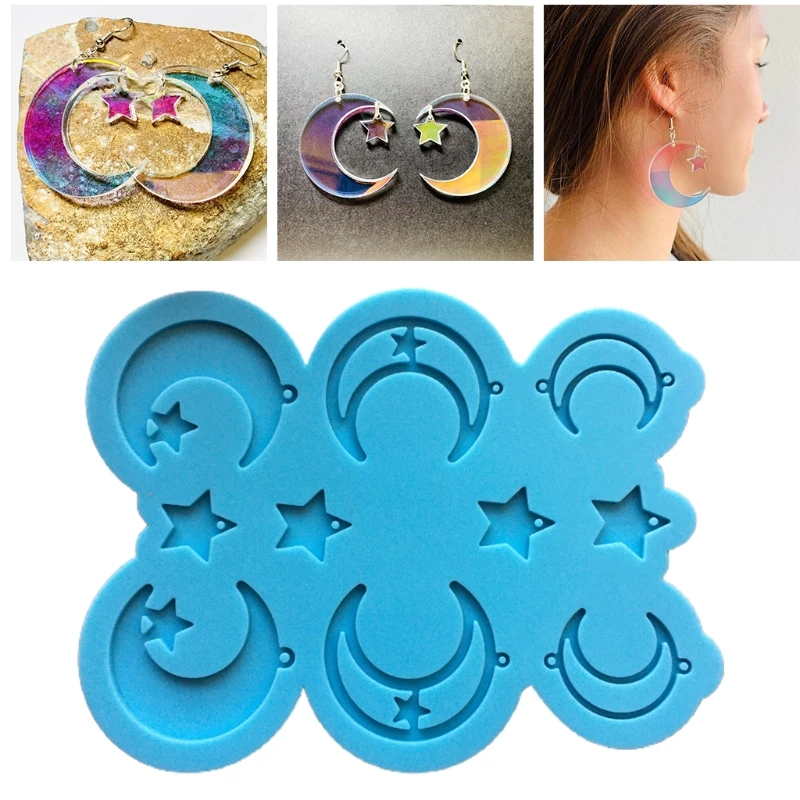 

DIY Crafts Moon Star Earring Epoxy Resin Mold Keychain Pendant Silicone Mould