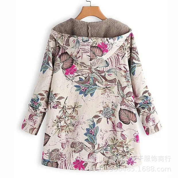 White crocus Большой размер 5XL Женская куртка Горячая Женская зимняя теплая Цветочная куртка с капюшоном винтажное пальто зимняя стеганая куртка женские парки - Цвет: White crocus