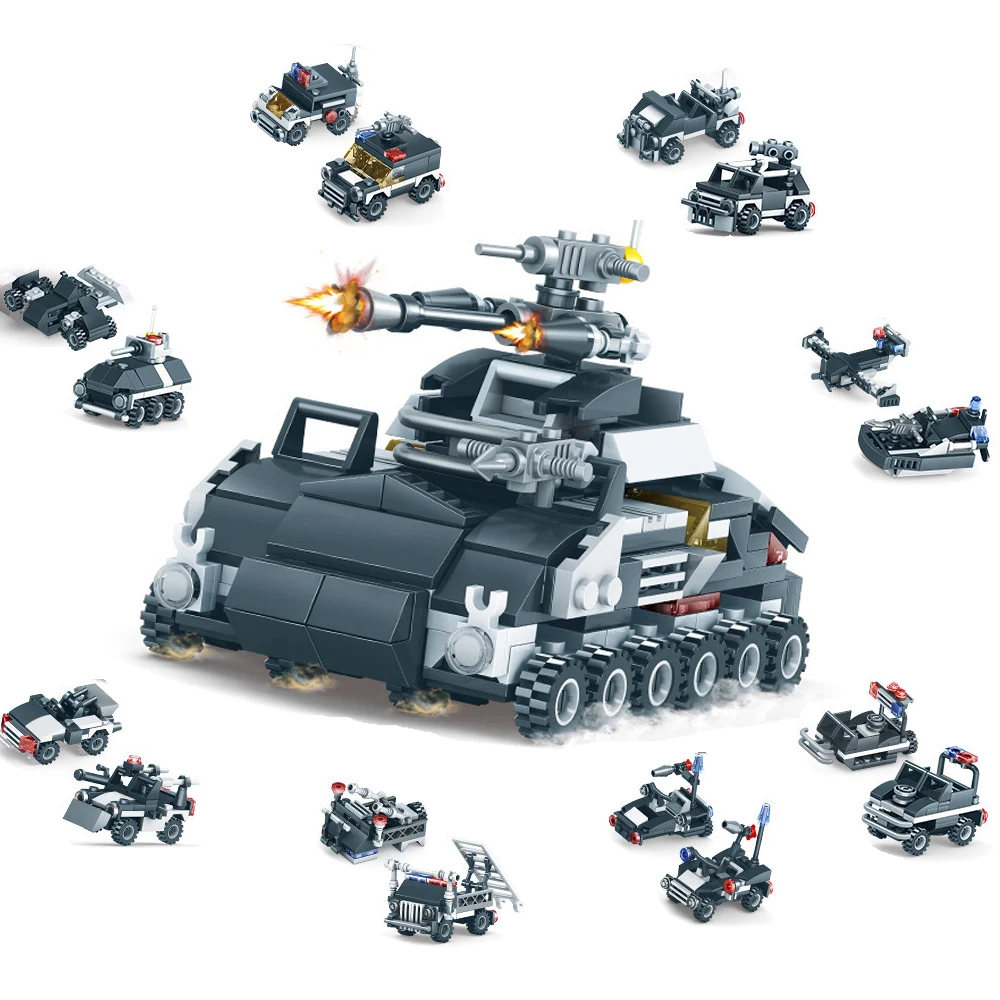 385 шт. 8 в 1 спецназ полицейский Танк серии творческие развивающие строительные