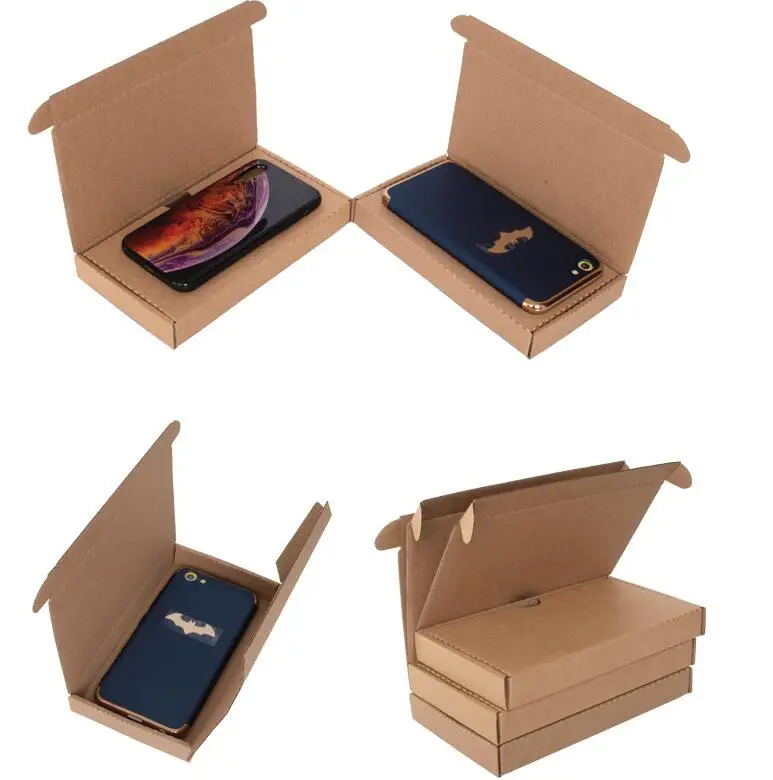 

25pcs Mobile Phone Case Packaging Box Natural Brown Kraft Paper Box Thicken Corrugated Cardboard Box For Gift
