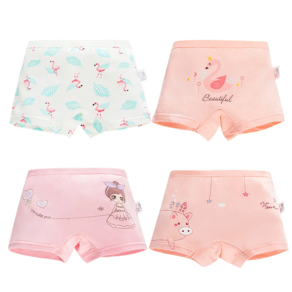 Хлопковые трусы боксеры с изображением лебедя для девочек нижнее белье