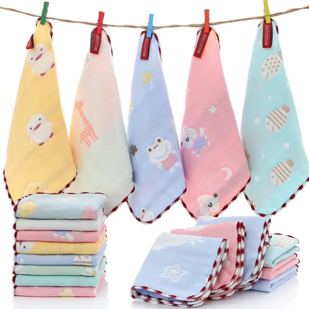 

5PCS Kindergarten Towel Saliva Towel All Cotton Small Square Towel(Random Color)