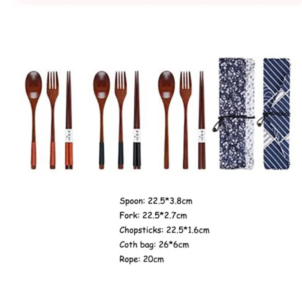 Китайские палочки для еды столовые приборы деревянные наборы с ложкой вилкой