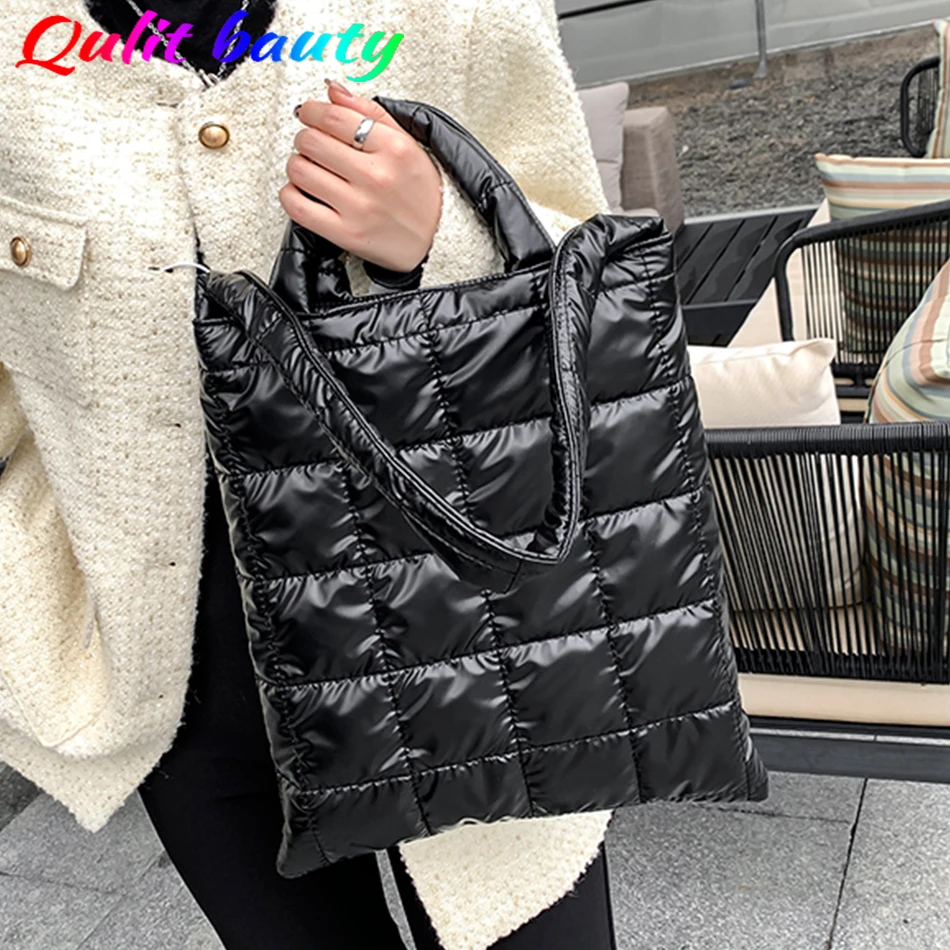 

Fashion Women Shoulder Bag Winter Luxury Designer Female Handbag High Quality Nylon and Down Fabric Ladies Large Capacity Tote