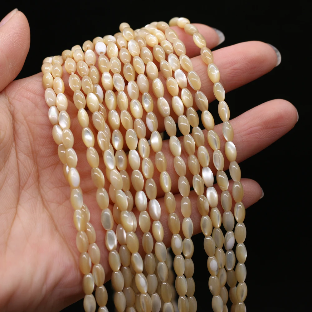 

New Small Beads Fashion Rice Shape Beaded Natural Shell Yellow Beads for Jewelry Making DIY Bracelets Necklace Accessories