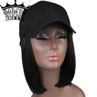 8 short synthetic bob baseball cap hair wigs straightwave bob hair wigs with black baseball cap one size adjustable for women