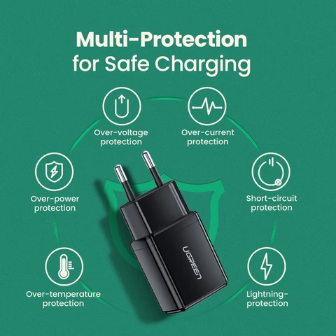 Зарядное устройство Ugreen USB 10 Вт, белое/чёрное — фото товара